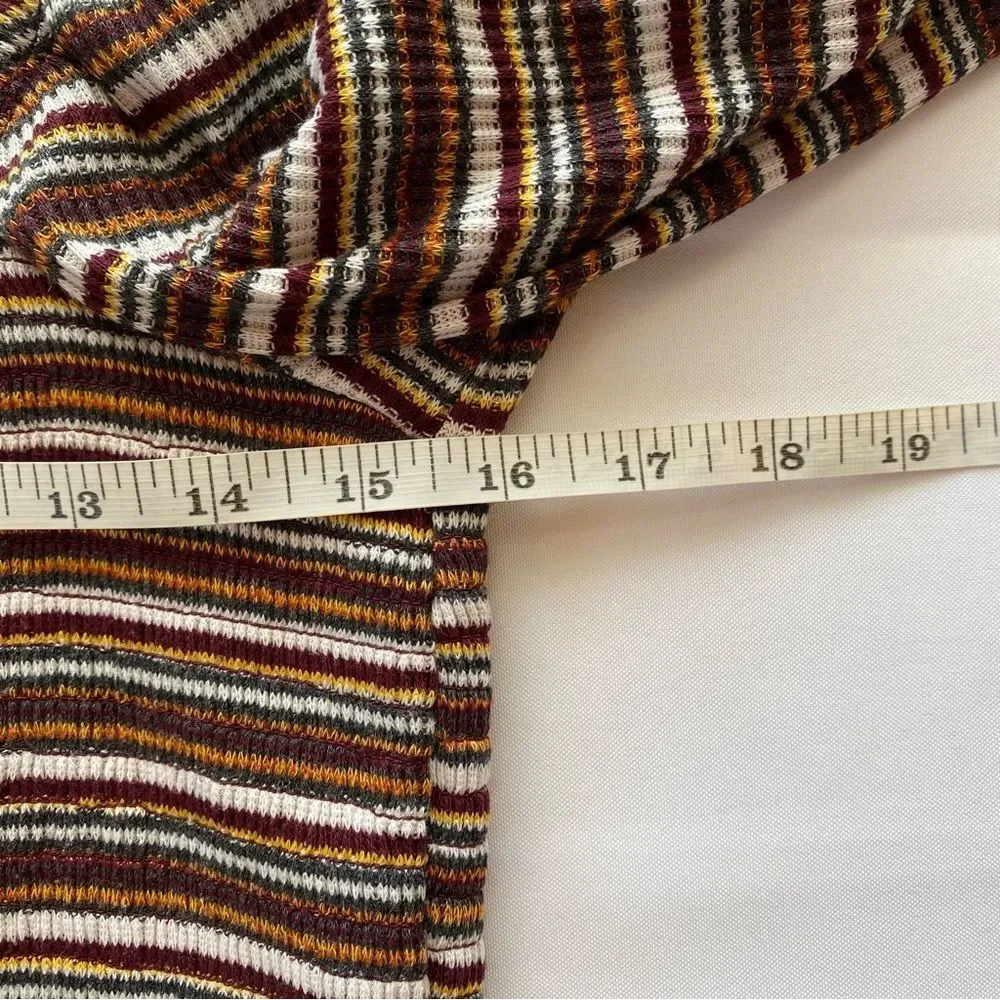 Anthropologie Multicolored Striped Smocked Puff-Sleeved Top Size Large